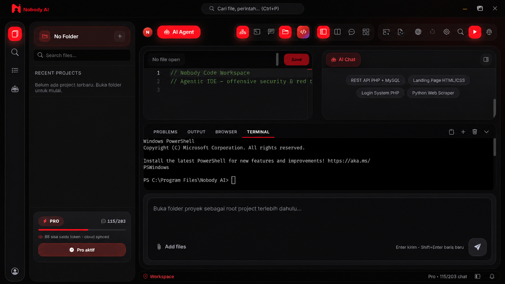 Nobody Code IDE Workspace
